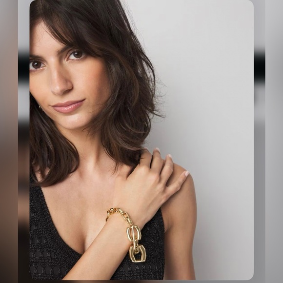 WHBM Gold double links toggle Bracelet - Picture 3 of 16